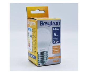 Bec led 5W (35W), E27, G45, 400 lm, lumina calda (3000K), opal, Braytron