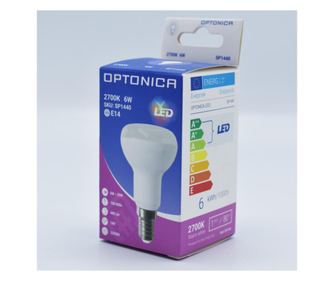 Bec led 6W (35W), E14, R50, 480lm, lumina calda (2700K), opal, Optonica