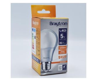Bec led 5W (35W), E27, A60, 400 lm, lumina calda (3000K), opal, Braytron
