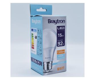 Bec led 15W (92W), E27, A60, 1320 lm, lumina neutra (4000K), opal, Braytron
