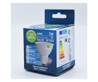 Bec LED GU10 dimabil Optonica, 7W(50W), 500 lm, lumina neutra (4500K), semiclar, clasa energetica G
