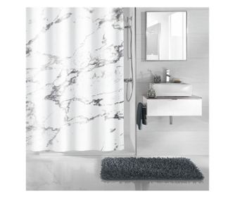 Perdea de dus kleine wollke marble, imitatie marmura antracit, poliester cu aspect textil, 180 x 200 cm