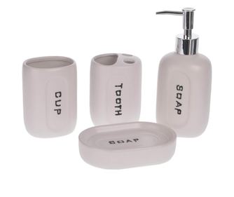 Set 4 piese pentru baie, portelan, alb