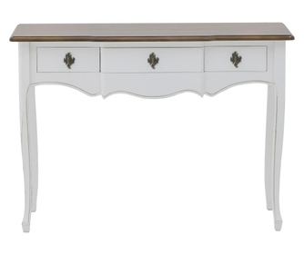 Consola de lemn, alb/natur, 110x40x80 cm