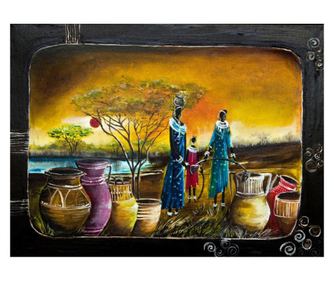 Platno z afriškimi ženskami v retro stilu, umetniška slika, 90 x 60 cm
