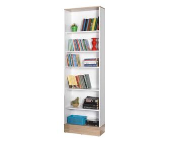Biblioteca Adore Base, 6 rafturi, Crem, Alb, 60x197x26 cm - Alb