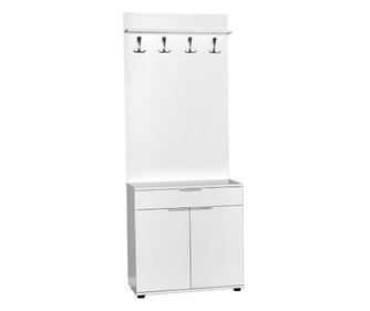 Cuier cu Pantofar Adore Porto Aero cu usa si sertar, 73 x 187 x 36 cm - Alb