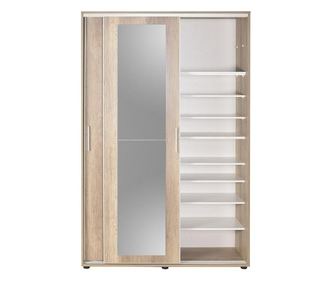 Cuier cu pantofar Adore Porto Maxi, 2 usi cu oglinda, 12 rafturi, capacitate 32 perechi incaltaminte, 120 x 187 x 40 cm - Natur