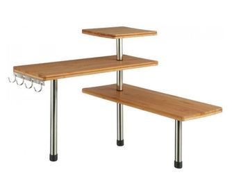 Etajera de colt cu trei niveluri din bambus, Five, 43.5x43.5x39 cm