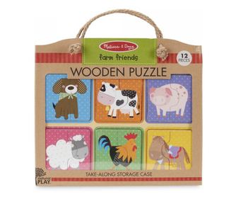 Primul meu puzzle eco din lemn Prieteni de la Ferma - Melissa & Doug