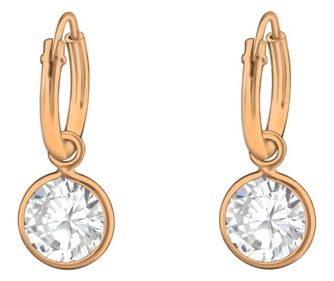 Cercei argint, Placat cu Aur roz 14k, Cristale Zirconiu White, A4S37124