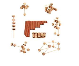 Jucarie de indemanare, Set constructii din lemn natural, 60 piese, SL1500