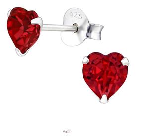 Cercei argint,  in forma de inima cu cristale Swarovski Light Siam, A4S24394
