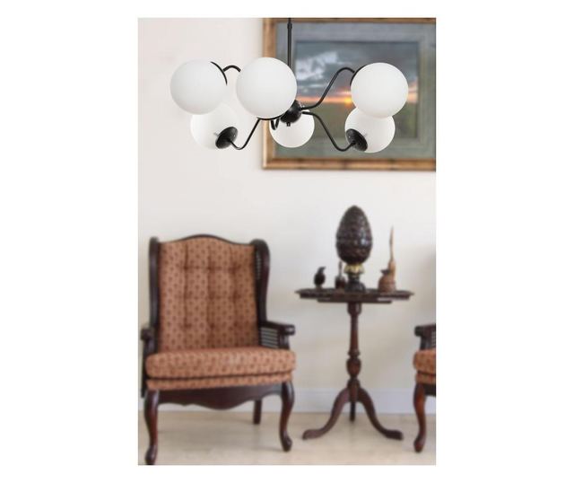 Lustra Squid Lighting, Orumcek 6, metal, incandescent, LED, max. 60 W, E27, negru, 55x55x45 cm