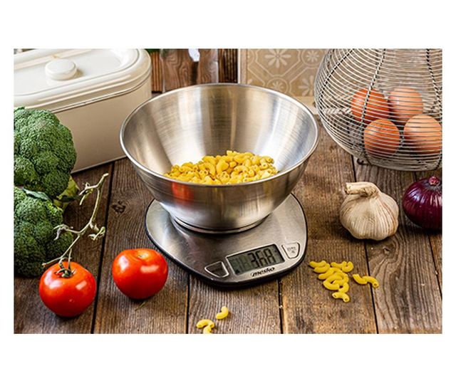 Cantar de bucatarie cu bol din inox Mesko MS 3152