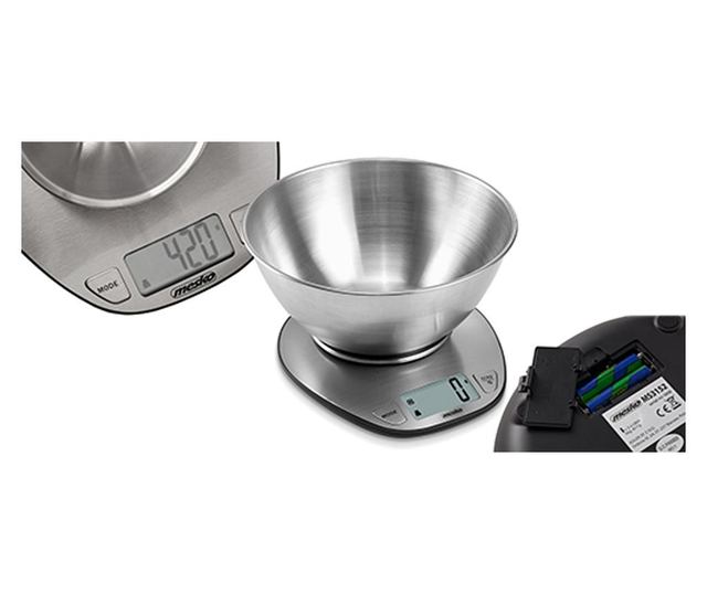 Cantar de bucatarie cu bol din inox Mesko MS 3152