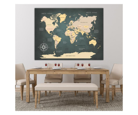 Tablou Harta Lumii nuante de galben 70x100cm