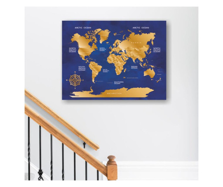 Tablou Harta Lumii albastru 30x40cm
