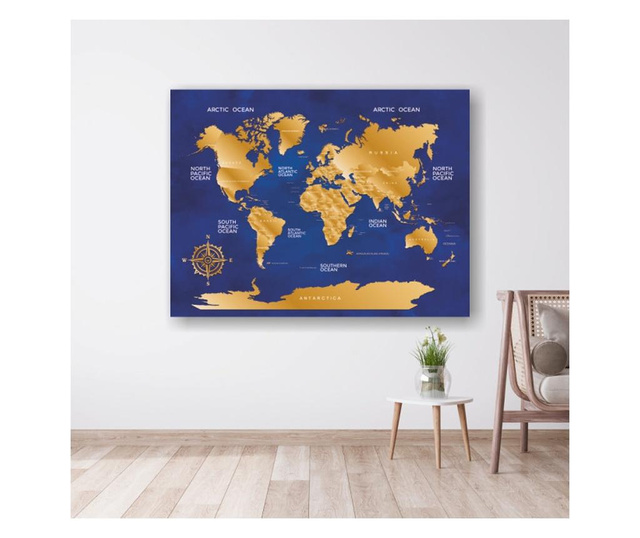 Tablou Harta Lumii albastru 90x120cm