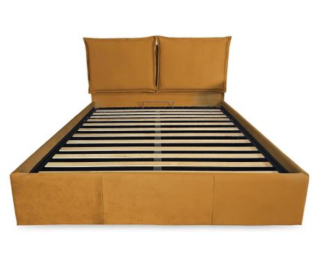 Pat tapitat rabatabil cu lada depozitare, 80x190 cm, Giulia, dolce dormire, catifea, auriu Giulia Catifea
