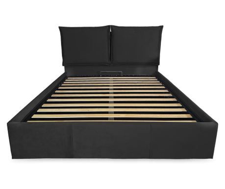 Pat tapitat rabatabil cu lada depozitare, 90x200 cm, Giulia, dolce dormire, catifea, gri inchis Giulia Catifea
