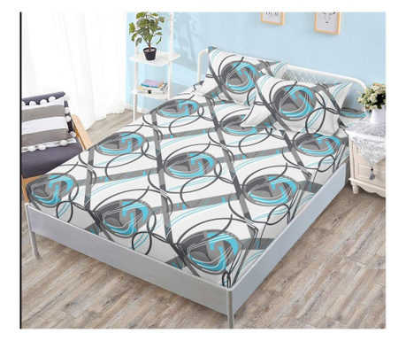 Set cearceaf pat cu elastic 180x200 cm si fete de perna, Casa de Vis Online