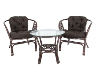 Set mobilier gradina, bahama ratan natural, 3 piese, 2 locuri, culoare choco brown