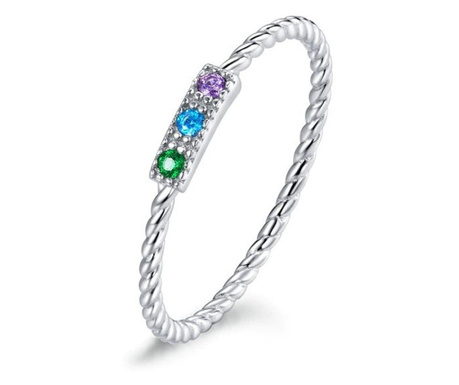 Inel fix din argint 925 colorful stone silver rope