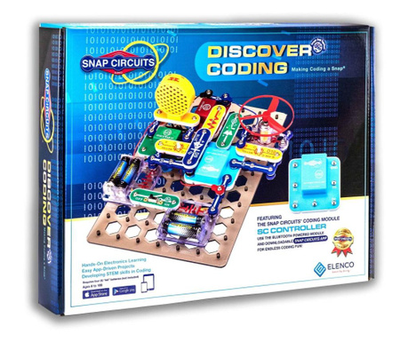 Snap Circuits Discover Coding SCD303 - Образователен комплект с програмируеми електронни схеми за деца