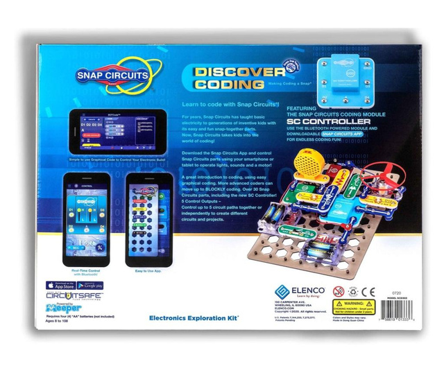 Snap Circuits Discover Coding SCD303 - Set educativ cu circuite electronice programabile pentru copii