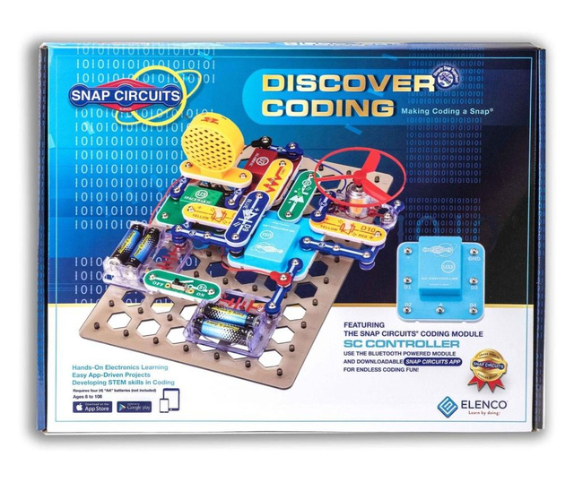 Snap Circuits Discover Coding SCD303 - Set educativ cu circuite electronice programabile pentru copii
