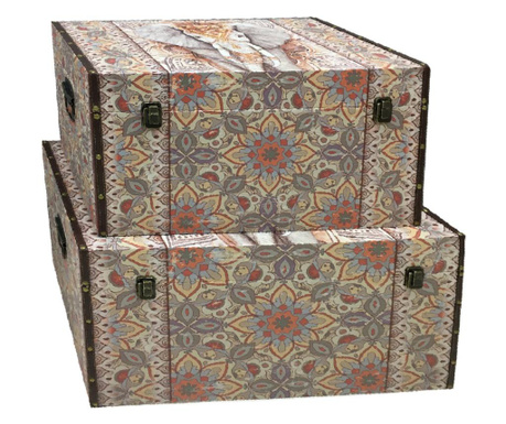 Set 2 cutii pentru depozitare Signes Grimalt, Ethnique, 70x41x39 cm, lemn