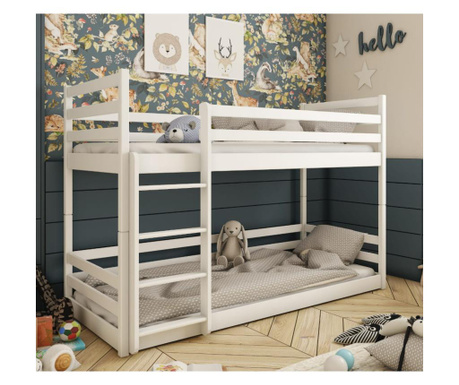 Drveni dječji krevet na kat Mini - bijeli - 190x90 cm