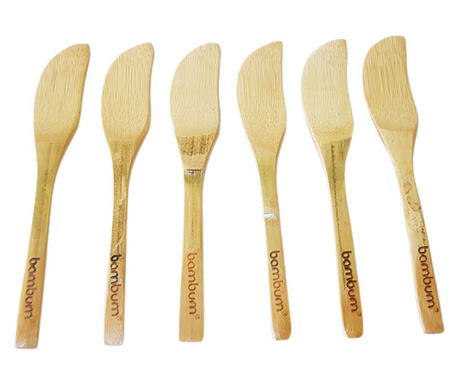 Zestaw 6 bambusowych noży do masła, antybakteryjnych i przyjaznych dla środowiska, Bambum Forre