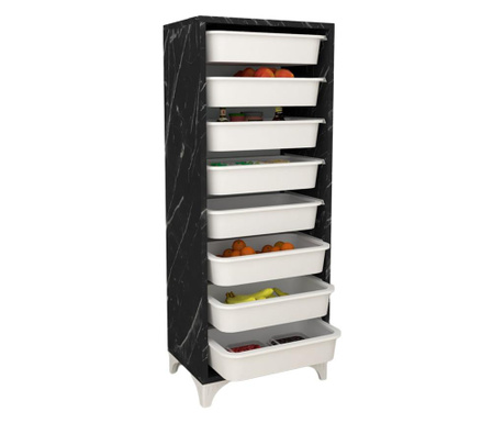Кухненски шкаф с 8 чекмеджета, черен, светъл/пластмасов PP,...