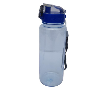 Бутилка за вода 600 ml, с бутон за отваряне, синя