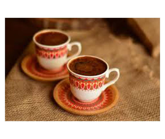 Комплект от 2 чаши за турско кафе, порцелан с бамбукова поставка, 200 ml, Bambum Kallavi