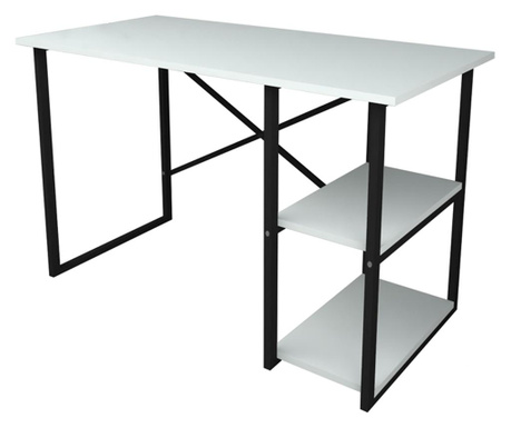 Работна маса с 2 рафта, бяла, 60x120 cm, бледа, Bofigo