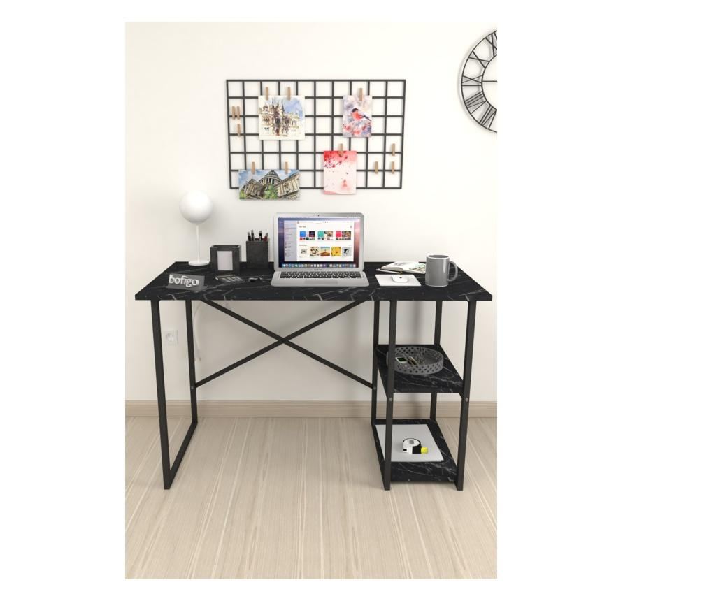 Tanulmányasztal 2 polccal, fekete, 60x120 cm, halvány, Bofigo - 5