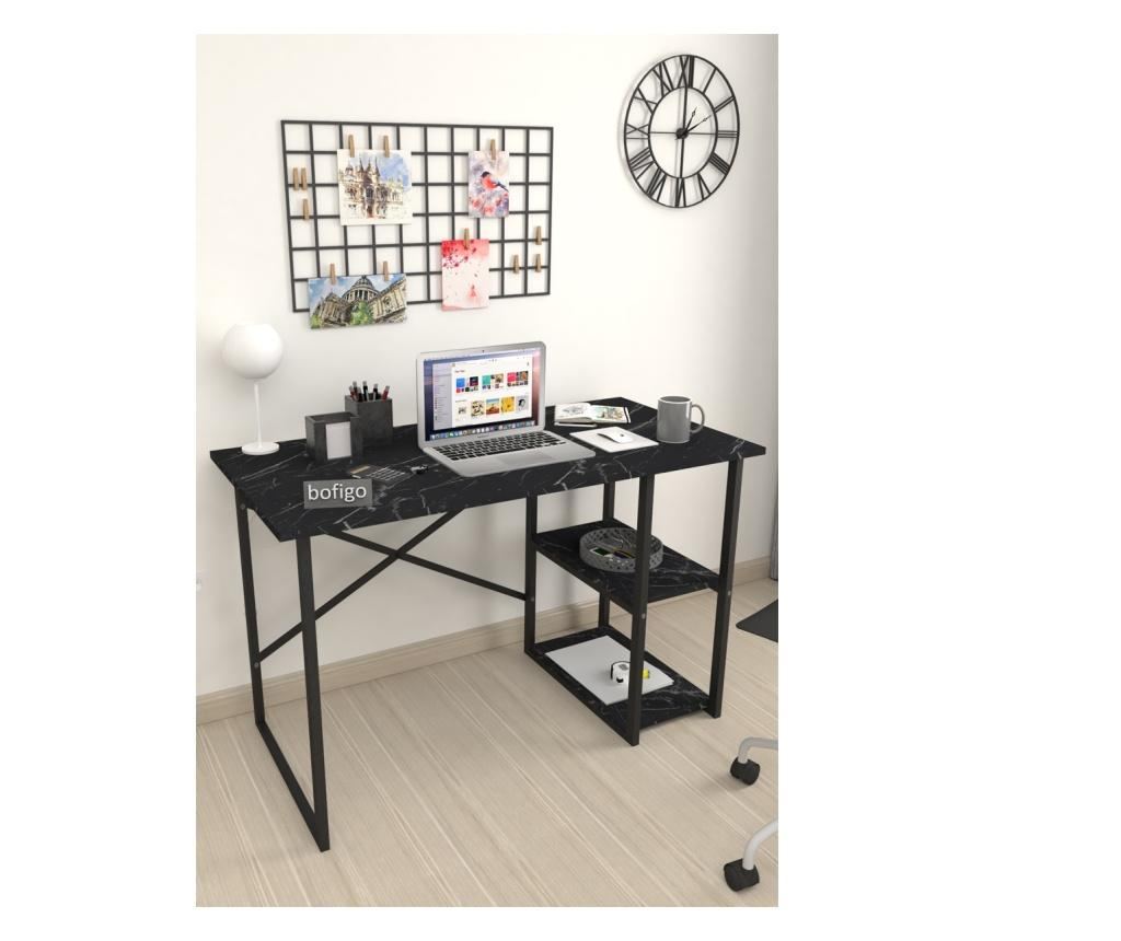 Tanulmányasztal 2 polccal, fekete, 60x120 cm, halvány, Bofigo - 9