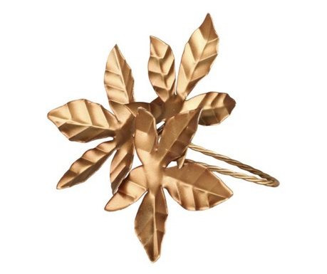 Inel pentru servet leaves chic antique, fier, auriu antichizat, 5 x 8 x 7.5 cm