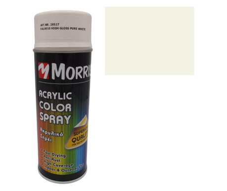 Morris festék spray, fényes fehér - ral 9010, fa, fém, alumínium,...