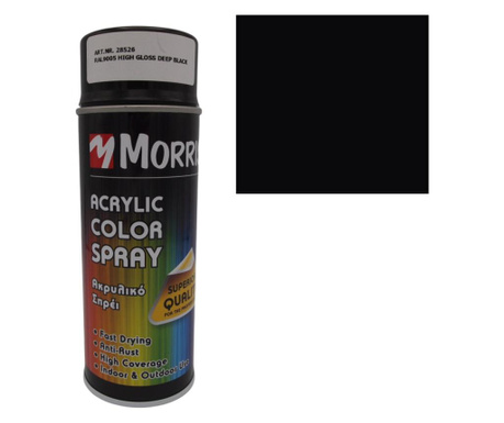 Morris festék spray, fényes fekete - ral 9005, fa, fém,...