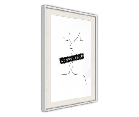 Poster Artgeist - Forbidden Kiss - Bijeli okvir s paspartuom - 40 x 60 cm