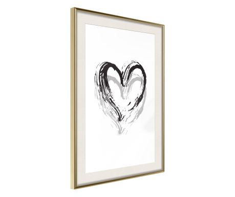 Poster Artgeist - Painted Declaration of Love - Zlatni okvir s paspartuom - 30 x 45 cm