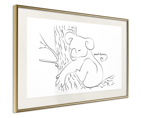 Плакат Artgeist - Resting Koala - Златна рамка с паспарту - 45 x 30 cm