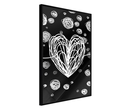 Faldekoráció - entangled heart - fekete keret - 20 x 30 cm