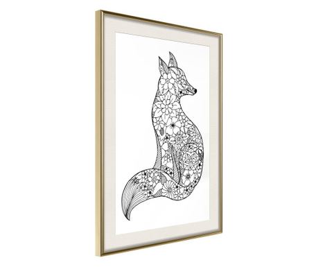 Faldekoráció - openwork fox - arany keret passe-partout-val - 30 x 45 cm