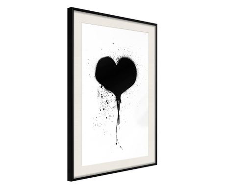 Плакат Artgeist - Graffiti Heart - Черна рамка с паспарту - 40 x 60 cm