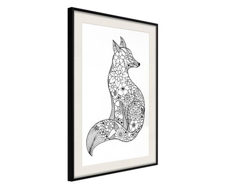 Плакат Artgeist - Openwork Fox - Черна рамка с паспарту - 40 x 60 cm